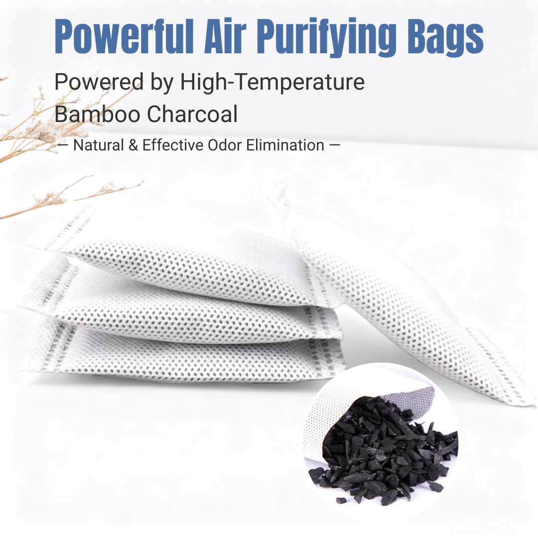 Dolpure Mini Bamboo Charcoal Air Purifying Bags, 20 Pack (3.5"x3.5") - Compact Odor Eliminators for Shoes, Drawers, Cars & Tight Spaces
