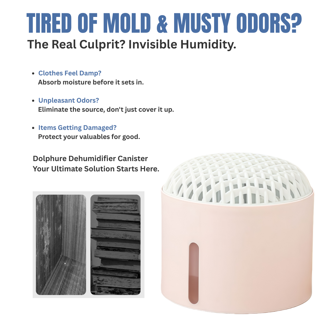 Dolpure Dehumidifier Canister - Powerful Moisture Absorber with Visible Water Collection, Prevents Mold & Odors (20+ Days Effective)
