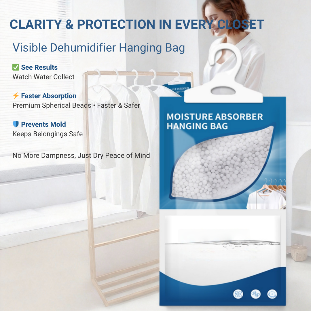 Dolpure Moisture Absorber Hanging Bags - 5-Pack or 12-Pack | Leak-Proof, 500ml, Visible Results