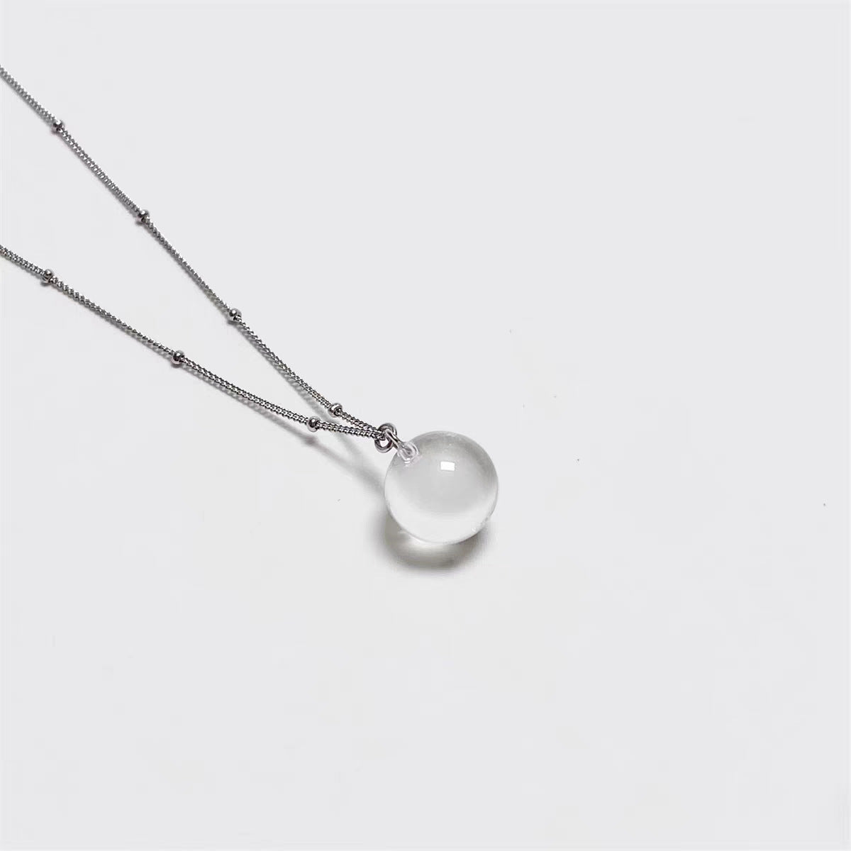Clear Quartz Necklace | 12mm Crystal Pendant | S925 Sterling Silver Chain