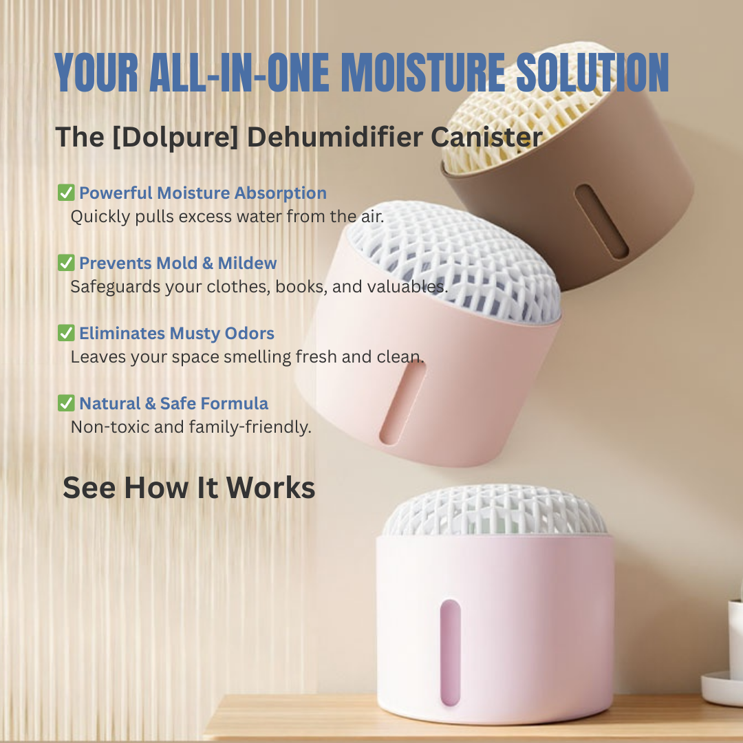 Dolpure Dehumidifier Canister - Powerful Moisture Absorber with Visible Water Collection, Prevents Mold & Odors (20+ Days Effective)