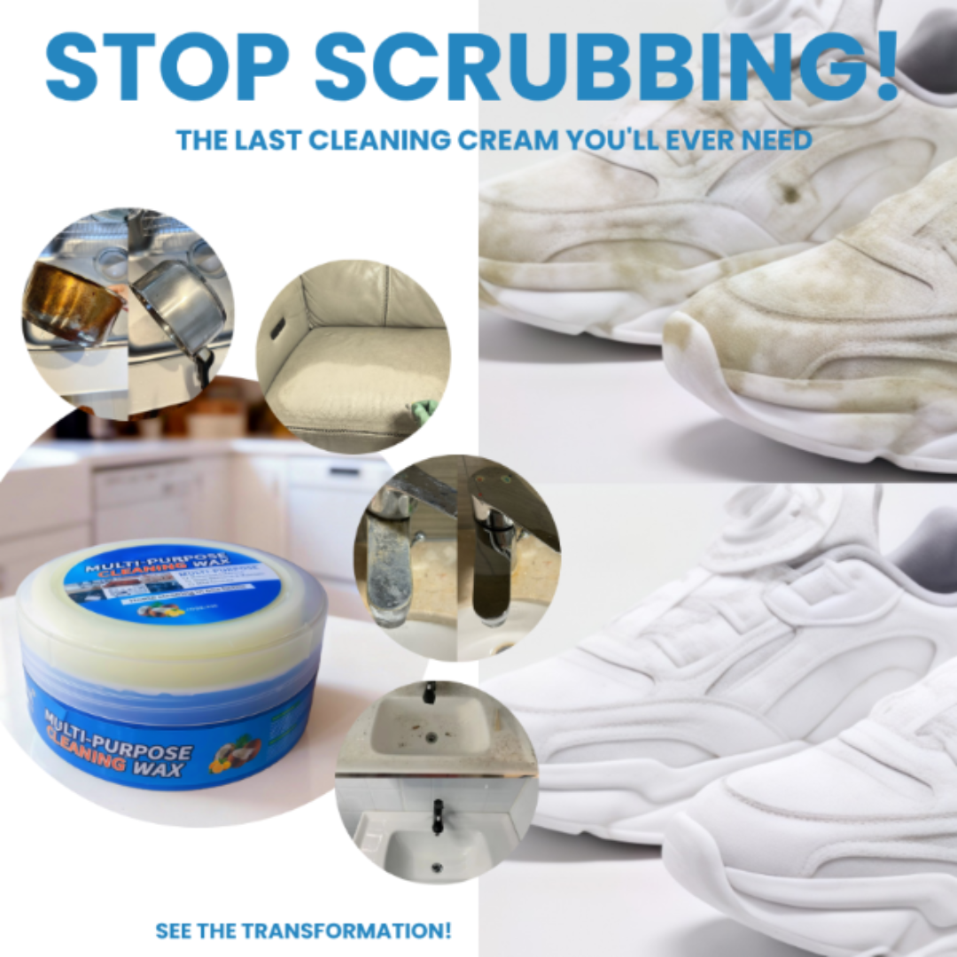 All-in-One Cleaning Wax & Protectant - Natural Plant-Based Formula for Leather Care, Shoe Cleaning, Car Interior, Sofa, Stainless Steel & Tile - Effortless 3-Step Clean