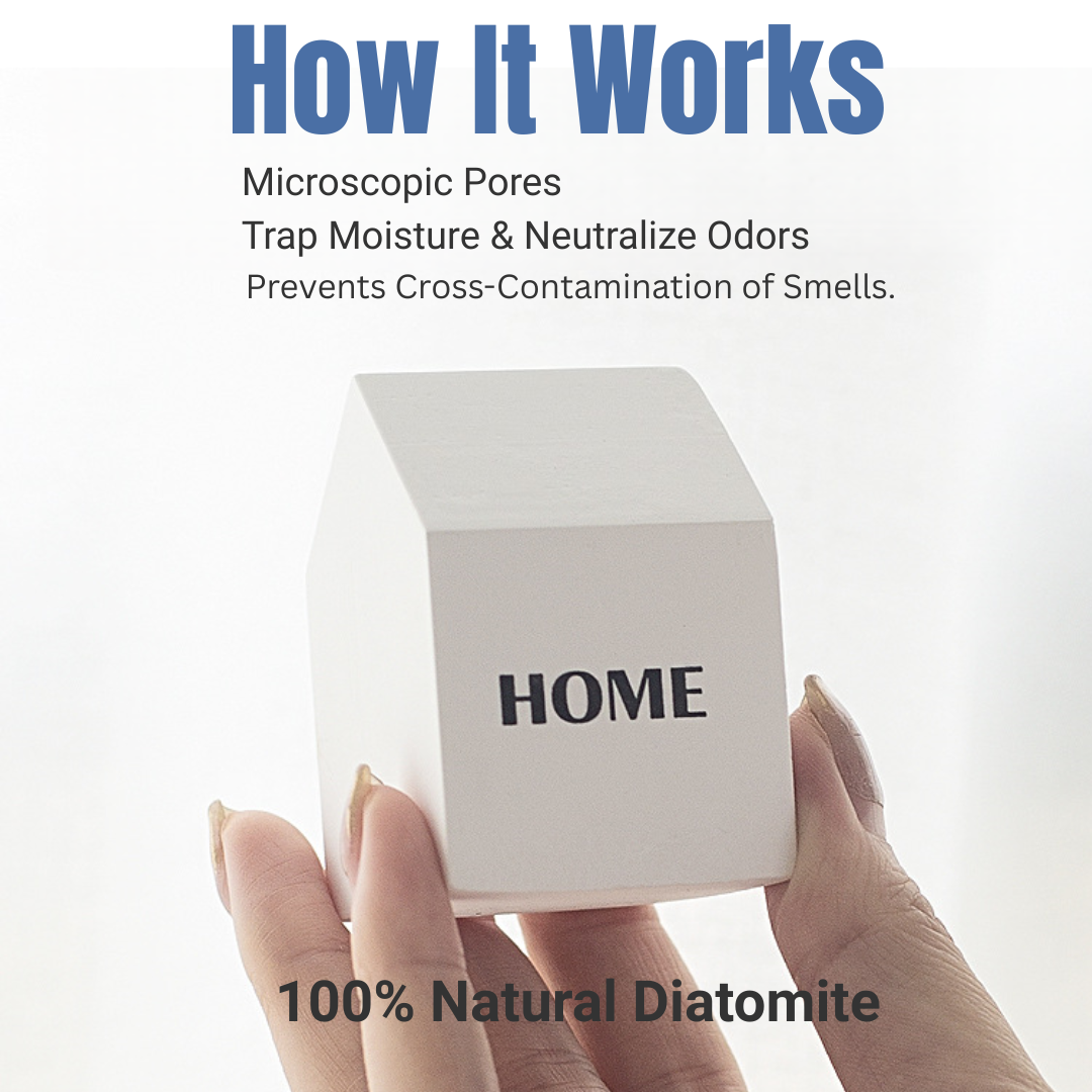 Diatomite Dehumidifier Pillar - Food-Safe Moisture Absorber for Refrigerator, Pantry & Pet Food Storage (White, 70g)