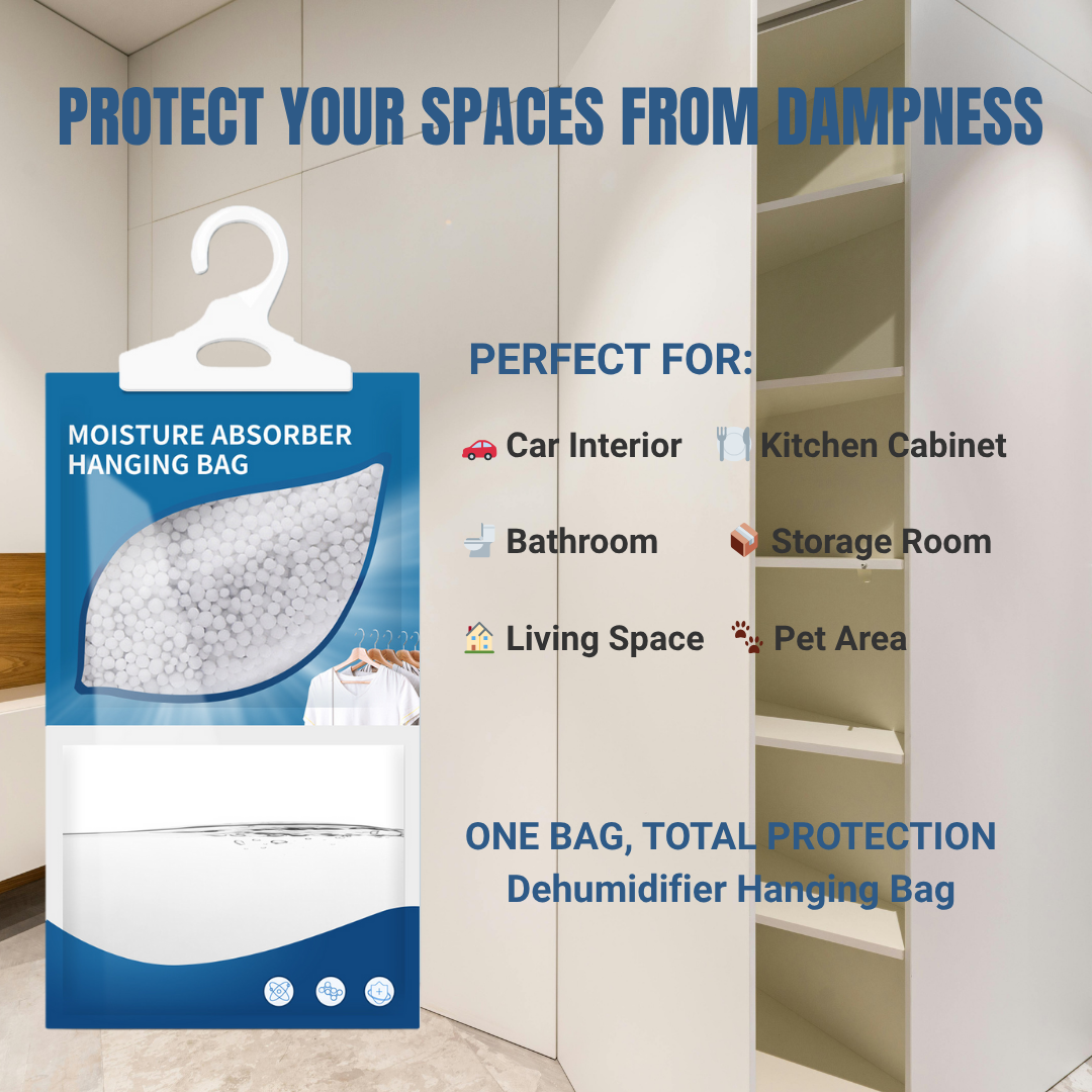 Dolpure Moisture Absorber Hanging Bags - 5-Pack or 12-Pack | Leak-Proof, 500ml, Visible Results