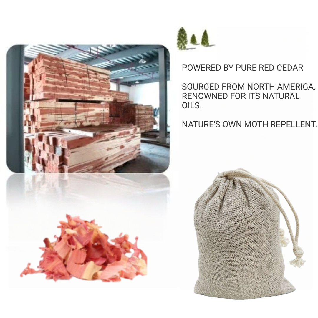 Dolpure Red Cedar Wood Sachets - Natural 3-in-1 Odor Eliminator, Moisture Absorber & Mold Preventer for Closet, Wardrobe & Storage | Safe for Wool, Clothes & Family