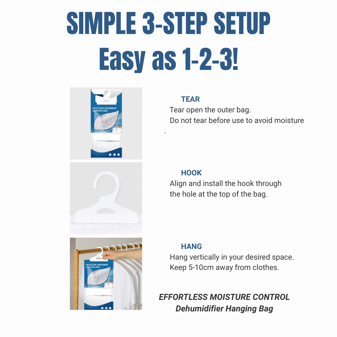 Dolpure Moisture Absorber Hanging Bags - 5-Pack or 12-Pack | Leak-Proof, 500ml, Visible Results