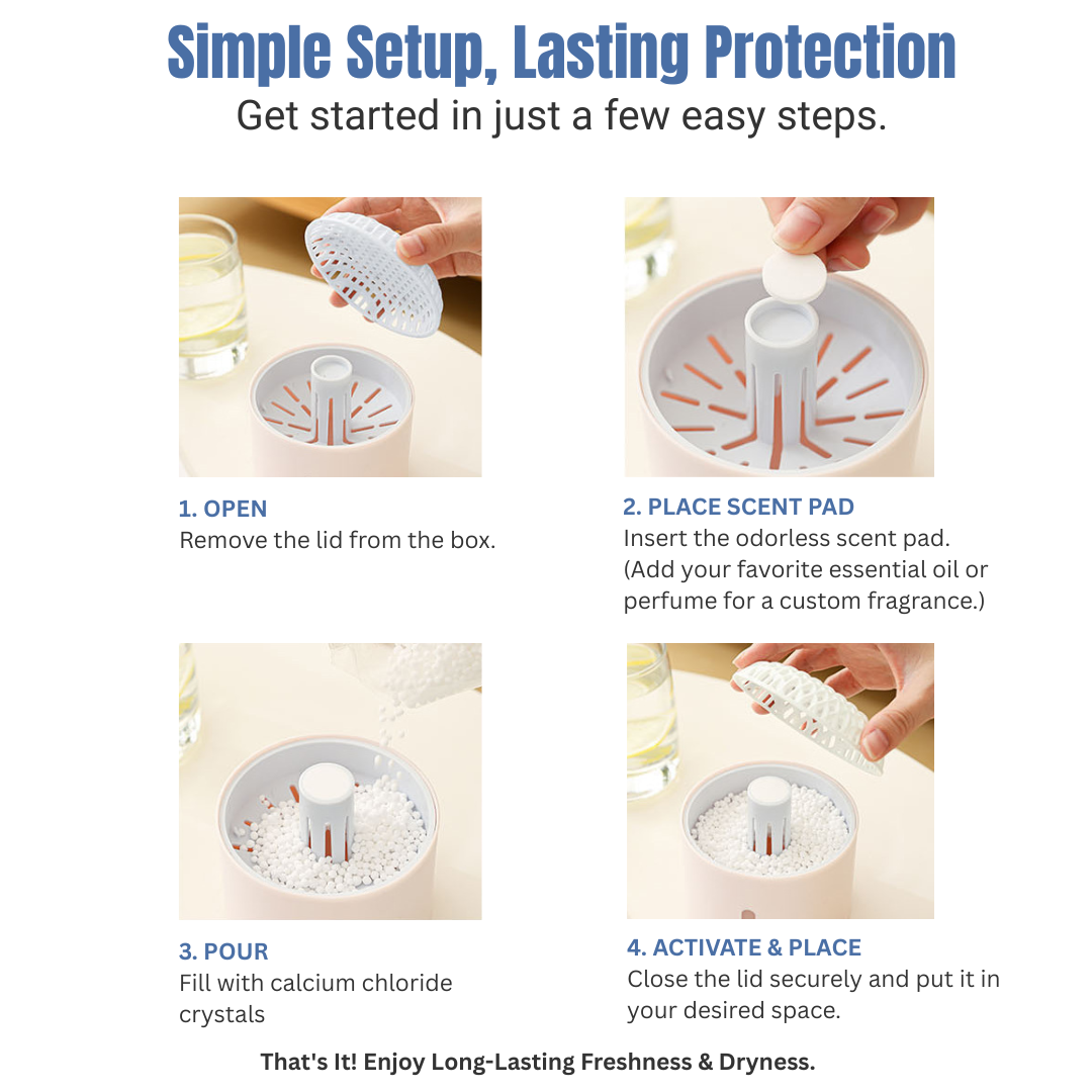 Dolpure Dehumidifier Canister - Powerful Moisture Absorber with Visible Water Collection, Prevents Mold & Odors (20+ Days Effective)