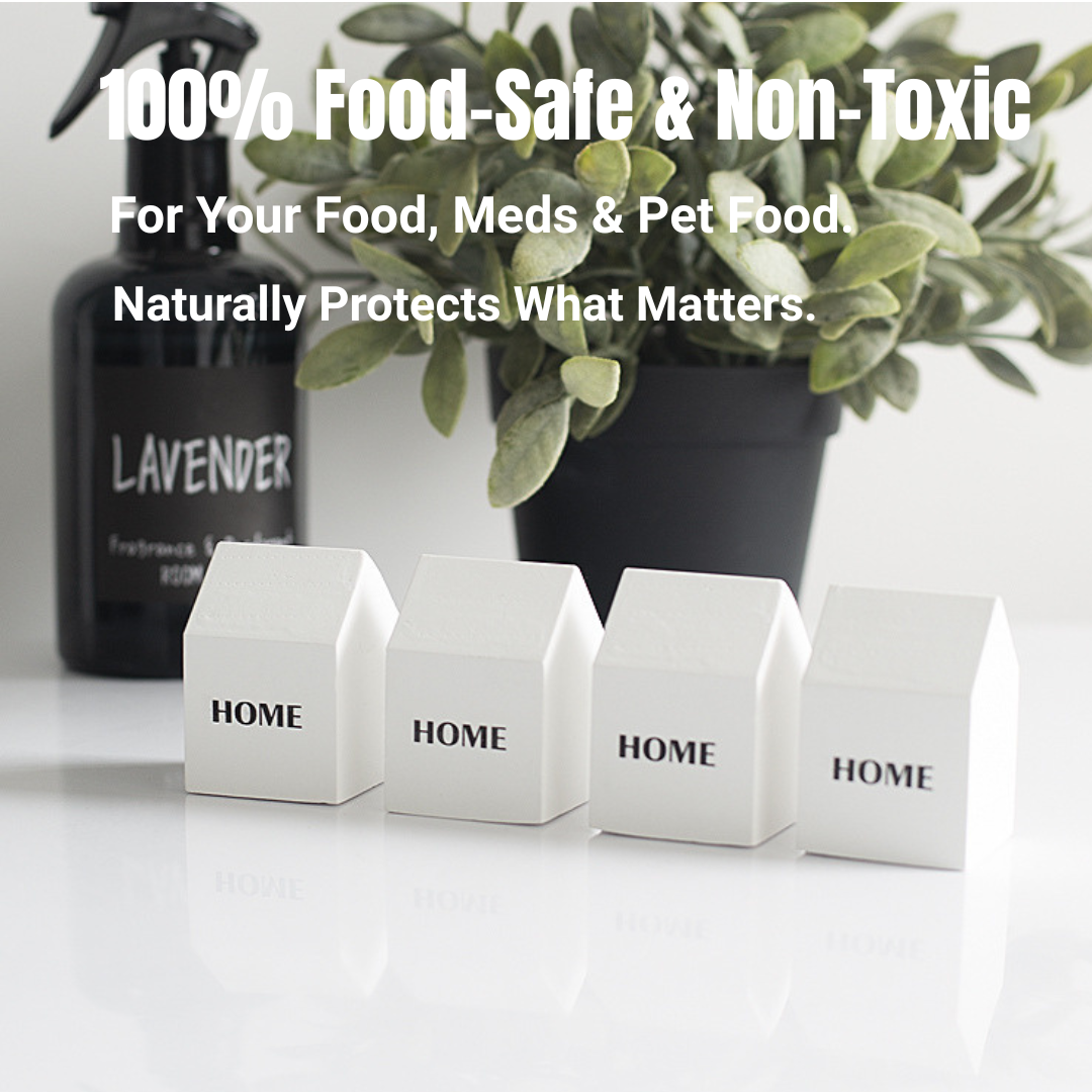 Diatomite Dehumidifier Pillar - Food-Safe Moisture Absorber for Refrigerator, Pantry & Pet Food Storage (White, 70g)