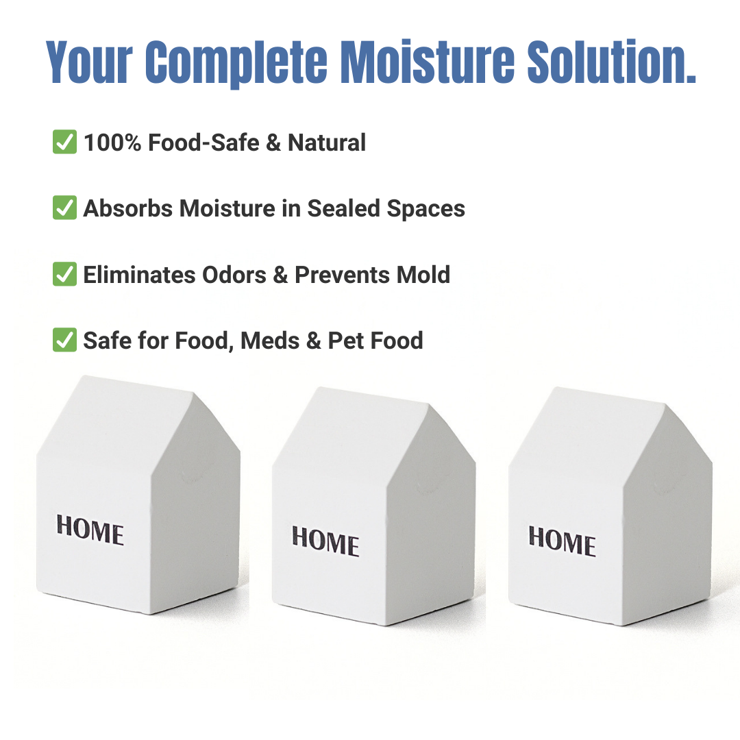 Diatomite Dehumidifier Pillar - Food-Safe Moisture Absorber for Refrigerator, Pantry & Pet Food Storage (White, 70g)