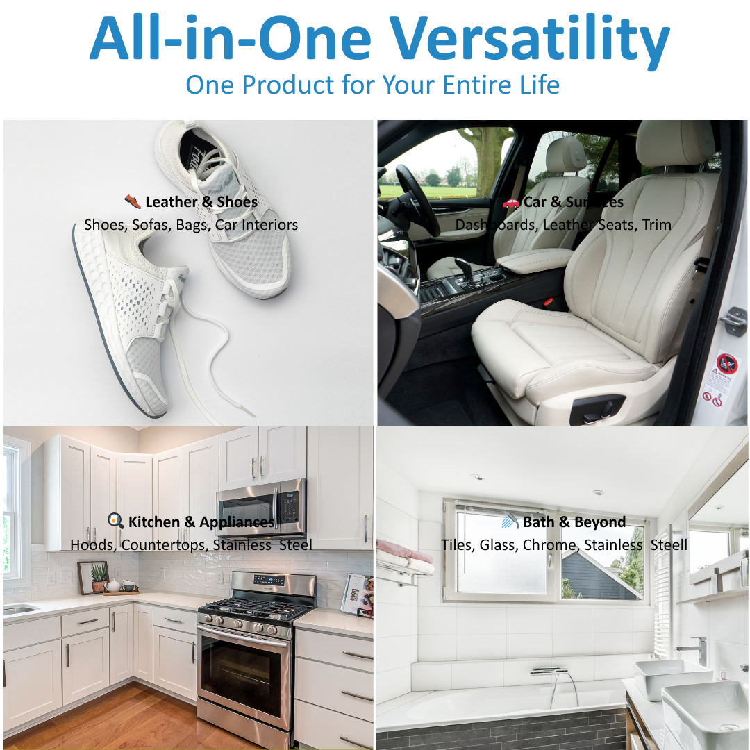 All-in-One Cleaning Wax & Protectant - Natural Plant-Based Formula for Leather Care, Shoe Cleaning, Car Interior, Sofa, Stainless Steel & Tile - Effortless 3-Step Clean