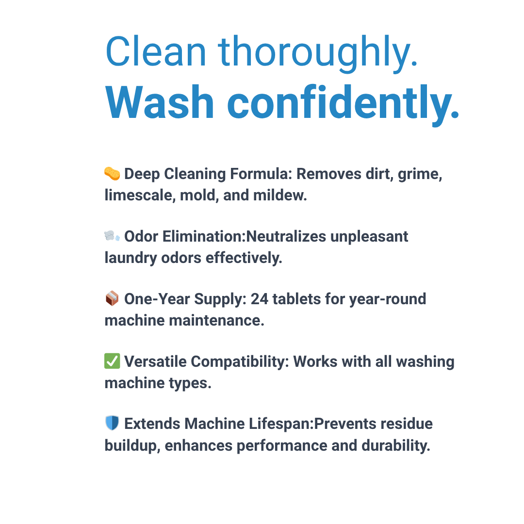 Dolpure Pro-Strength Washing Machine Cleaner Tablets - 12 Count | Powerful Descaling & Mold Removal