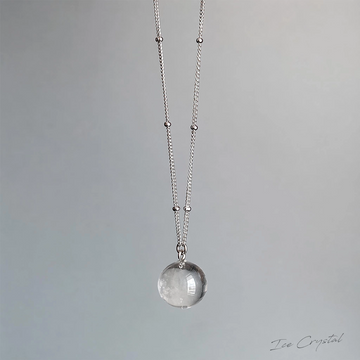 Clear Quartz Crystal Necklace 12mm | S925 Sterling Silver Chain | Clarity & Focus Energy Jewelry