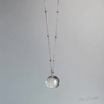 Clear Quartz Necklace | 12mm Crystal Pendant | S925 Sterling Silver Chain
