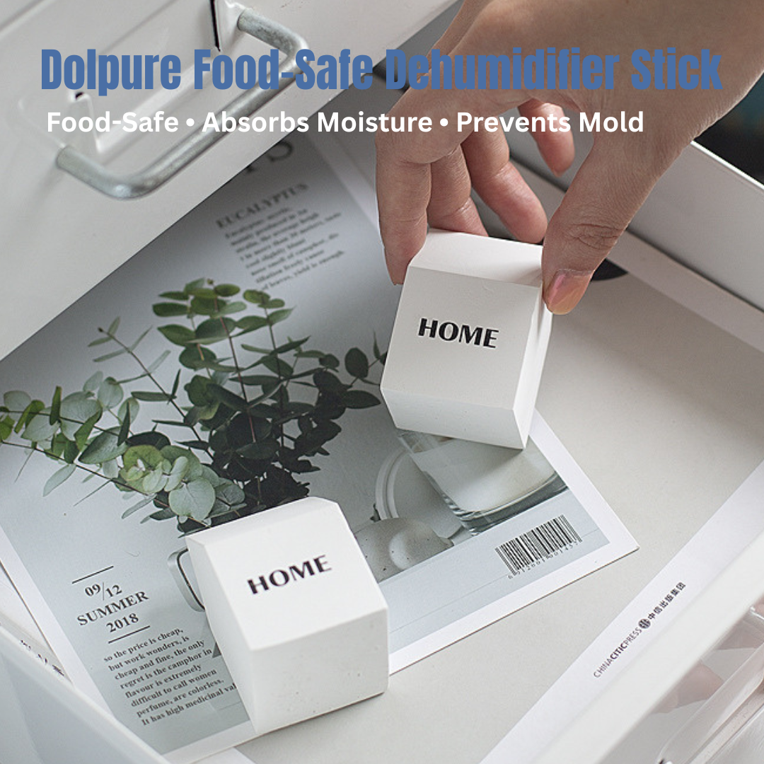 Diatomite Dehumidifier Pillar - Food-Safe Moisture Absorber for Refrigerator, Pantry & Pet Food Storage (White, 70g)